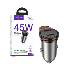 Hoco Car Charger NZ16B Rigorous Dual Port Type-C PD45W Metal Gray